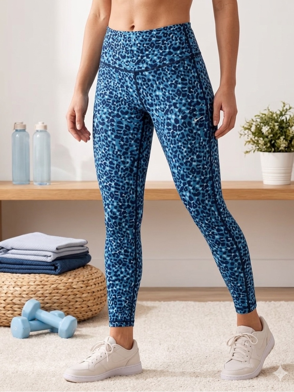 Nike Blue Leopard Print Performance Leggings